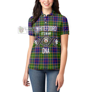 Whitefoord Tartan Women's Polo Shirt with Family Crest DNA In Me Style Women - Tartan Vibes Clothing