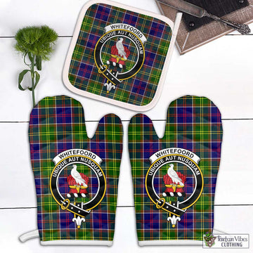 Whitefoord Tartan Combo Oven Mitt & Pot-Holder with Family Crest Combo 2 Oven Mitt & 1 Pot-Holder Black - Tartan Vibes Clothing