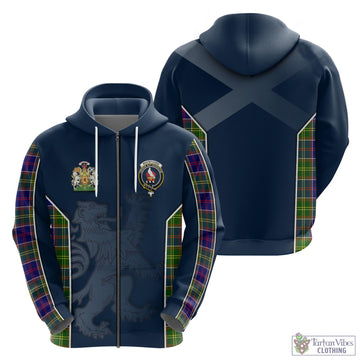 Whitefoord Modern Tartan Hoodie with Family Crest and Lion Rampant Vibes Sport Style