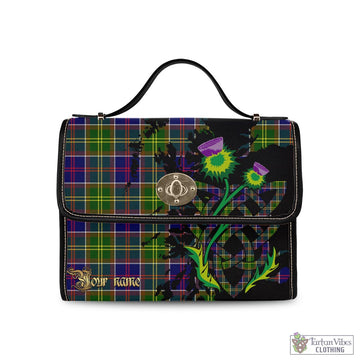 Whitefoord Modern Tartan Waterproof Canvas Bag with Scotland Map and Thistle Celtic Accents
