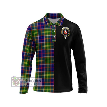 Whitefoord Tartan Long Sleeve Polo Shirt with Family Crest and Half Of Me Style Unisex - Tartan Vibes Clothing