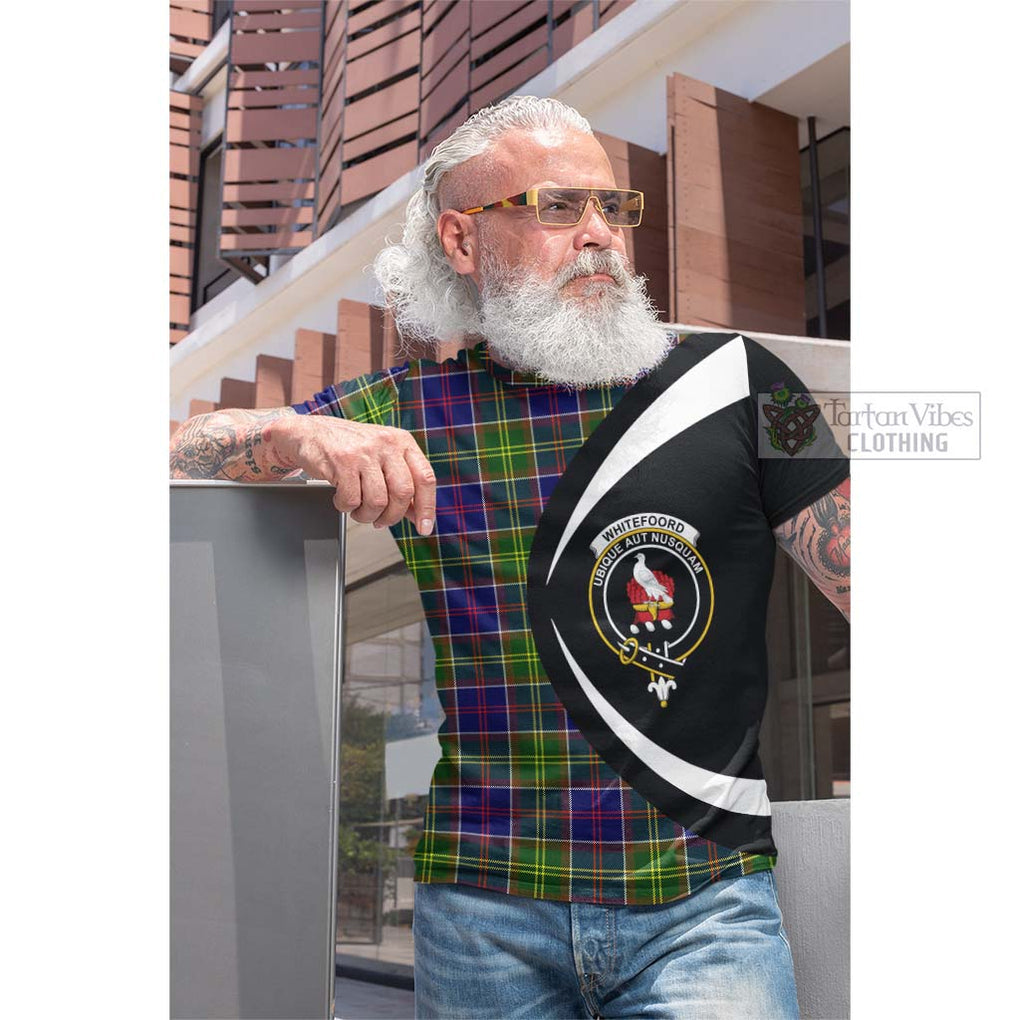 Whitefoord Tartan Cotton T-shirt with Family Crest Circle Style Men's Shirt - Tartan Vibes Clothing
