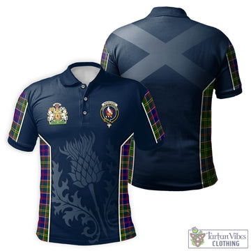 Whitefoord Modern Tartan Men's Polo Shirt with Family Crest and Scottish Thistle Vibes Sport Style