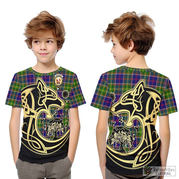 Whitefoord Tartan Kid T-Shirt with Family Crest Celtic Wolf Style Youth XL Size14 - Tartan Vibes Clothing