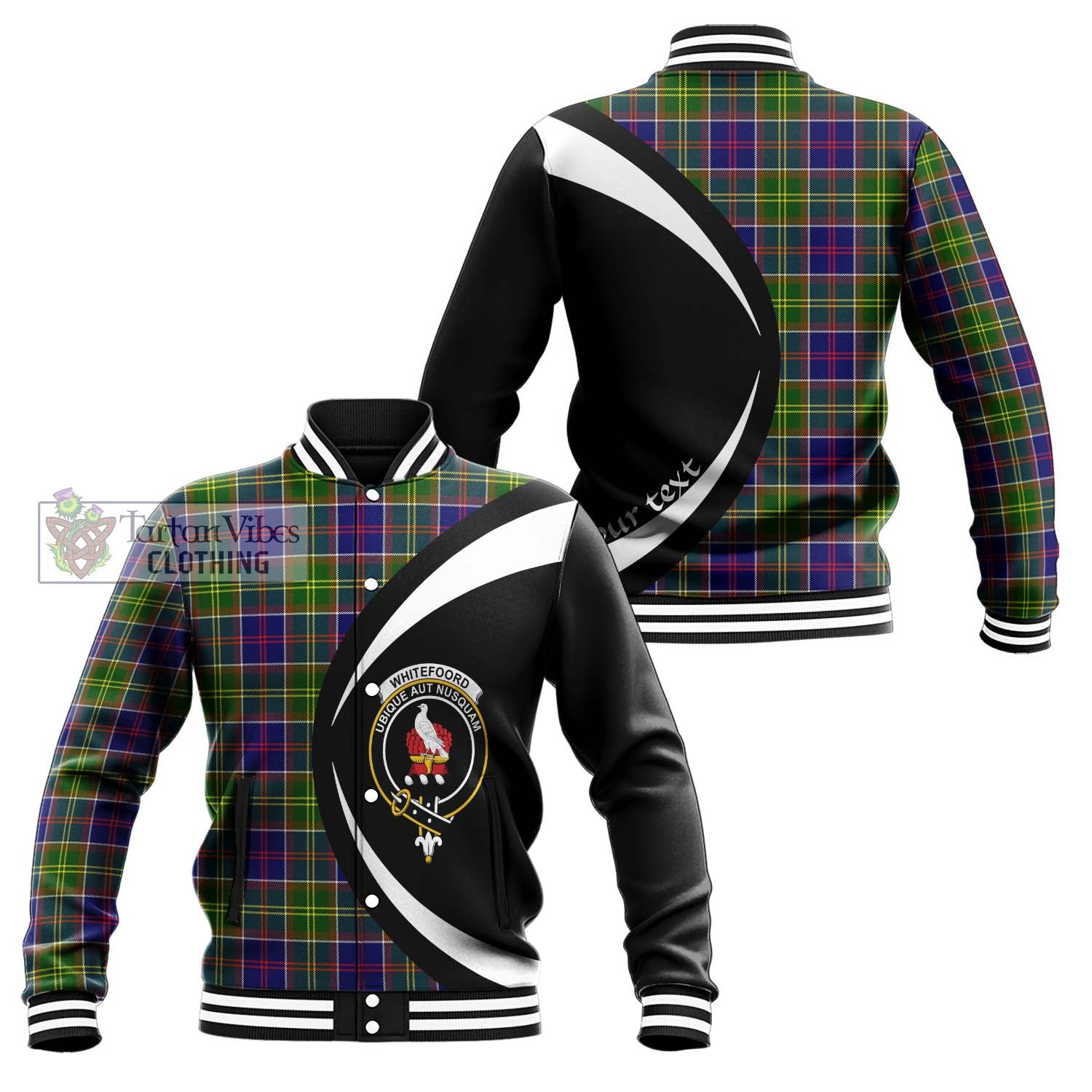 Whitefoord Tartan Baseball Jacket with Family Crest Circle Style Unisex - Tartan Vibes Clothing