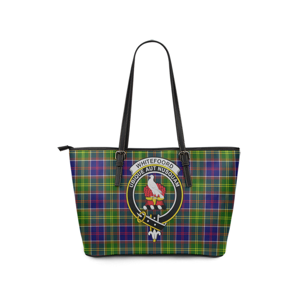 Whitefoord Tartan Leather Tote Bag with Family Crest - Tartan Vibes Clothing