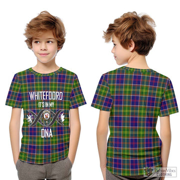 Whitefoord Tartan Kid T-Shirt with Family Crest DNA In Me Style Youth XL Size14 - Tartan Vibes Clothing