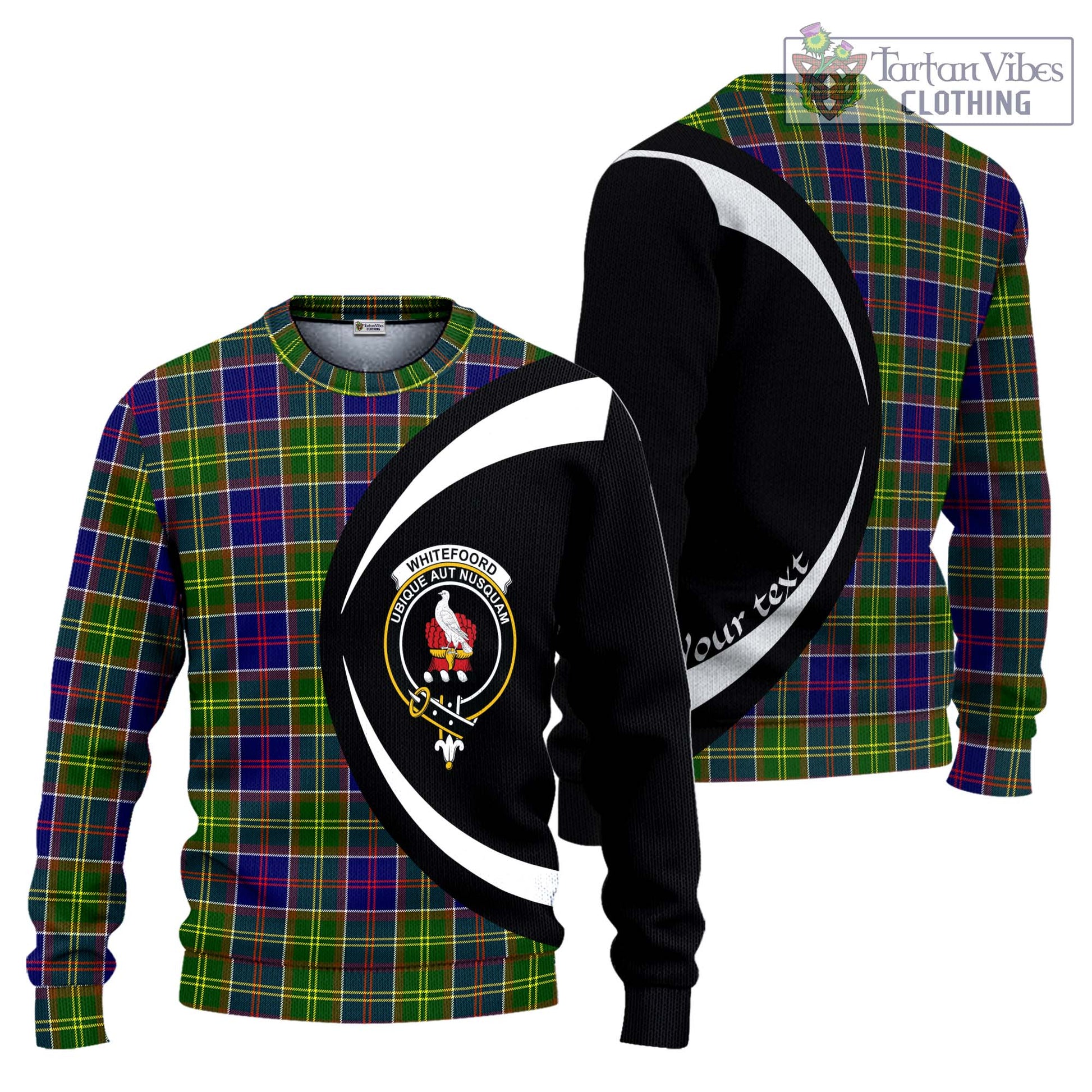 Whitefoord Tartan Ugly Sweater with Family Crest Circle Style Unisex - Tartan Vibes Clothing