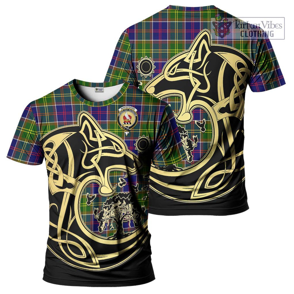 Whitefoord Tartan T-Shirt with Family Crest Celtic Wolf Style Kid's Shirt - Tartan Vibes Clothing