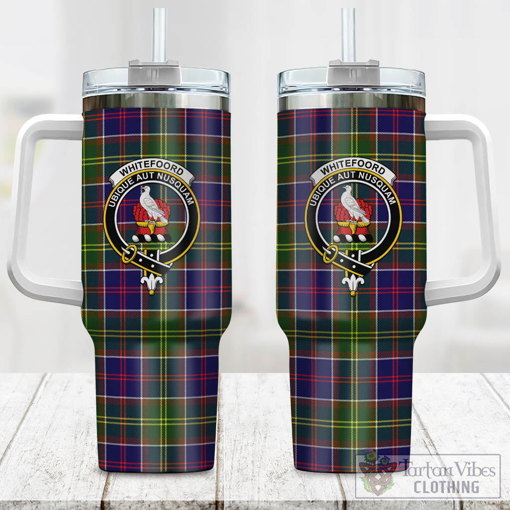 Whitefoord Tartan Tumbler with Handle with Family Crest One Size 40 OZ - Tartan Vibes Clothing