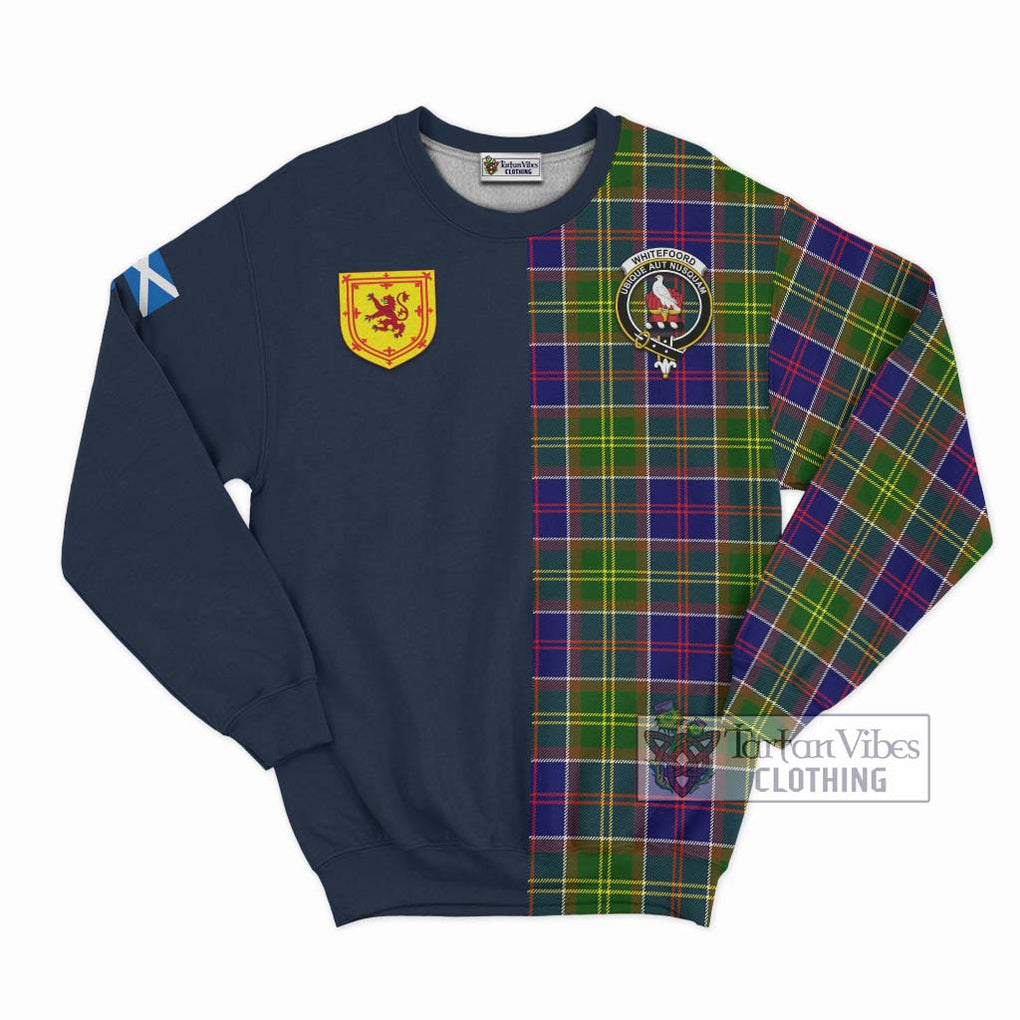 Whitefoord Tartan Sweatshirt Alba with Scottish Lion Royal Arm Half Style Unisex - Tartan Vibes Clothing