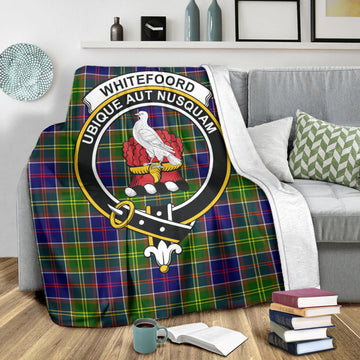 Whitefoord Modern Tartan Blanket with Family Crest
