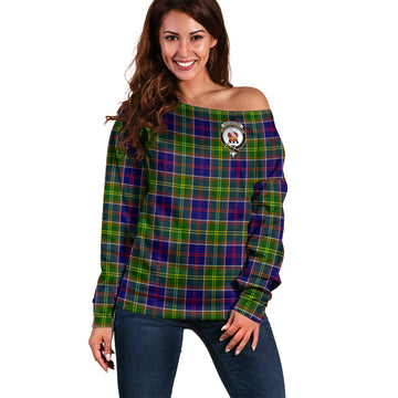 Whitefoord Modern Tartan Off Shoulder Women Sweater with Family Crest Women - Tartanvibesclothing Shop
