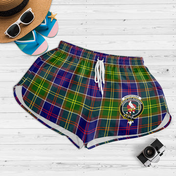 Whitefoord Modern Tartan Womens Shorts with Family Crest