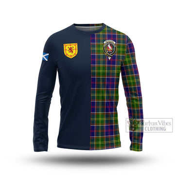Tartan Vibes Clothing Whitefoord Modern Tartan Long Sleeve T-Shirt with Scottish Lion Royal Arm Half Style