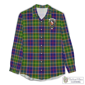 Whitefoord Modern Tartan Womens Casual Shirt with Family Crest
