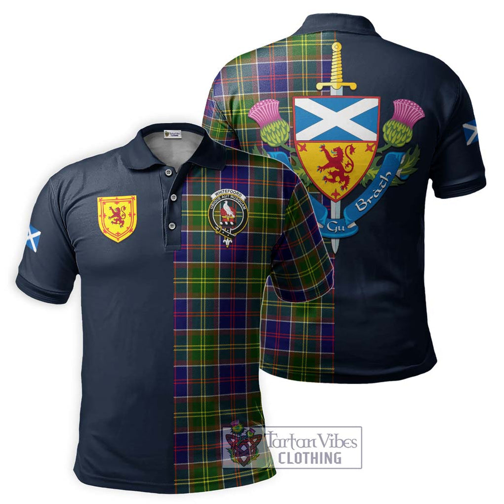 Whitefoord Tartan Polo Shirt Alba with Scottish Lion Royal Arm Half Style Kid - Tartan Vibes Clothing