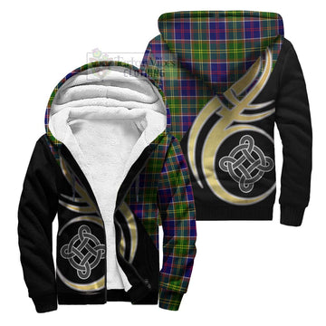 Whitefoord Tartan Sherpa Hoodie with Family Crest and Celtic Symbol Style Unisex S - Tartan Vibes Clothing