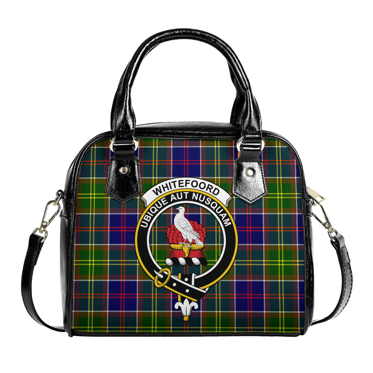 Whitefoord Tartan Shoulder Handbags with Family Crest One Size 9*21*24 cm (3.54*8.27*9.45 inches) - Tartan Vibes Clothing