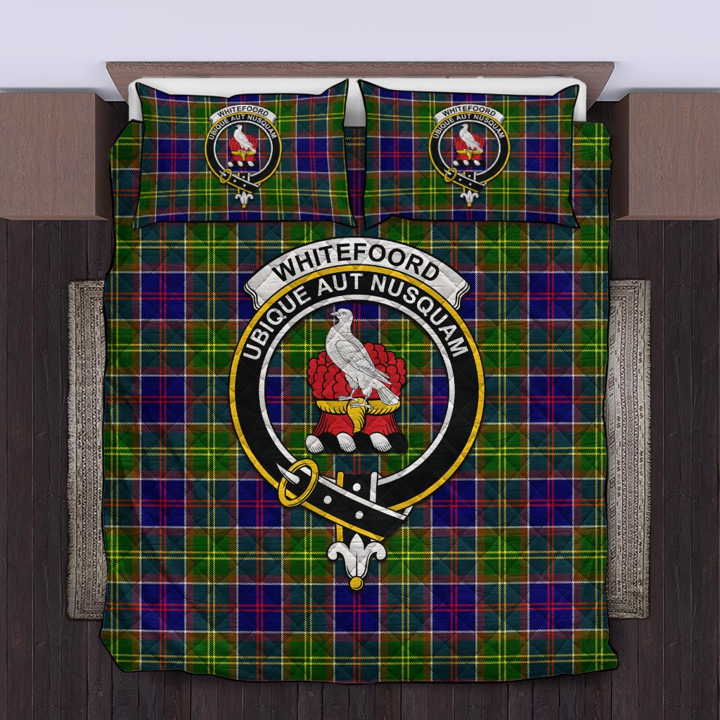 Whitefoord Tartan Quilt Bed Set with Family Crest King - Tartan Vibes Clothing