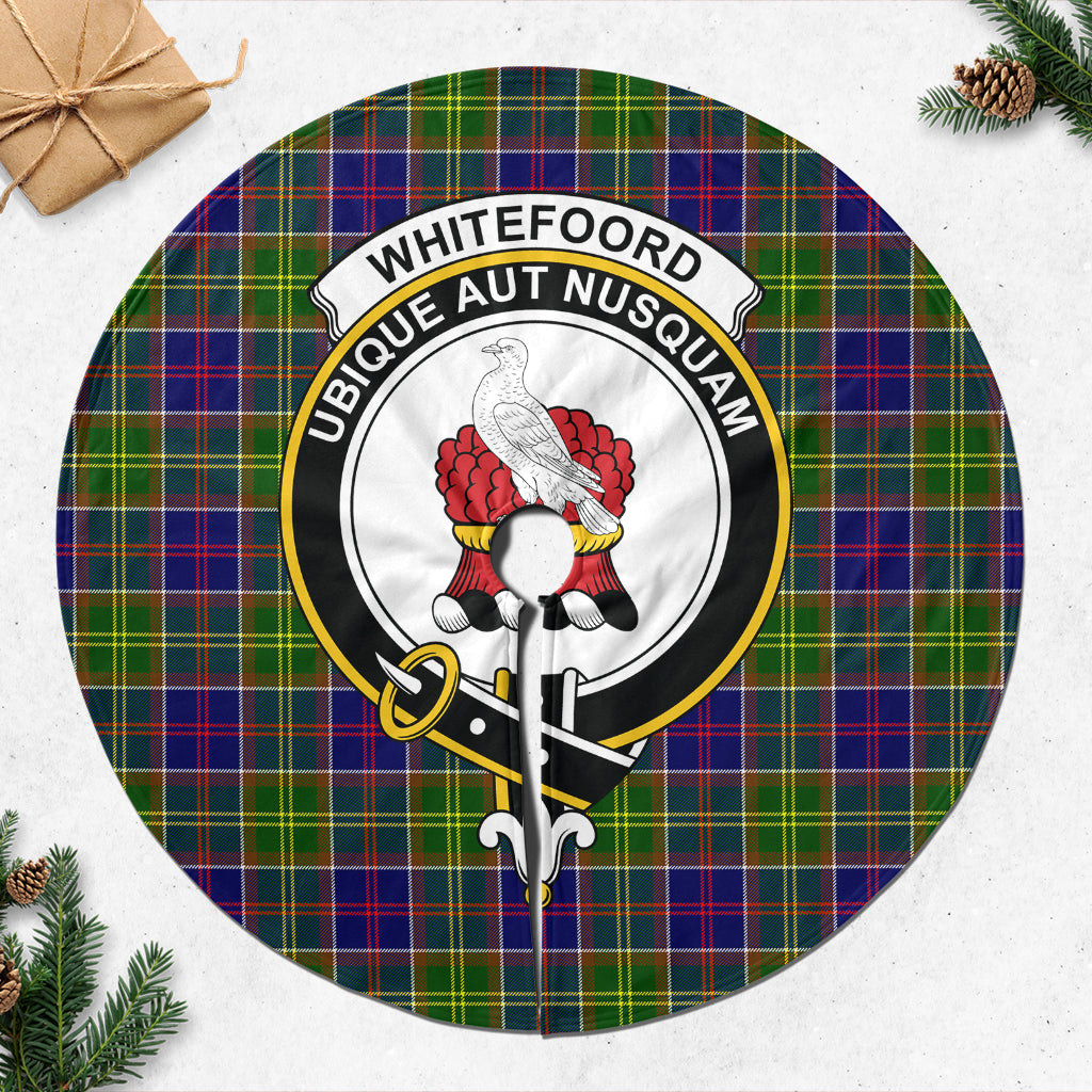 Whitefoord Tartan Christmas Tree Skirt with Family Crest 47*47 inch - Tartan Vibes Clothing