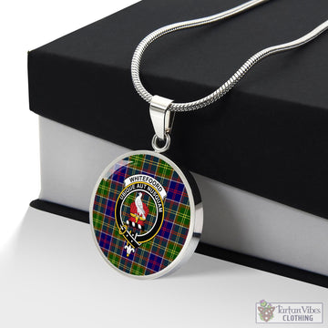Whitefoord Tartan Circle Necklace with Family Crest Luxury Necklace (Silver) No - Tartan Vibes Clothing