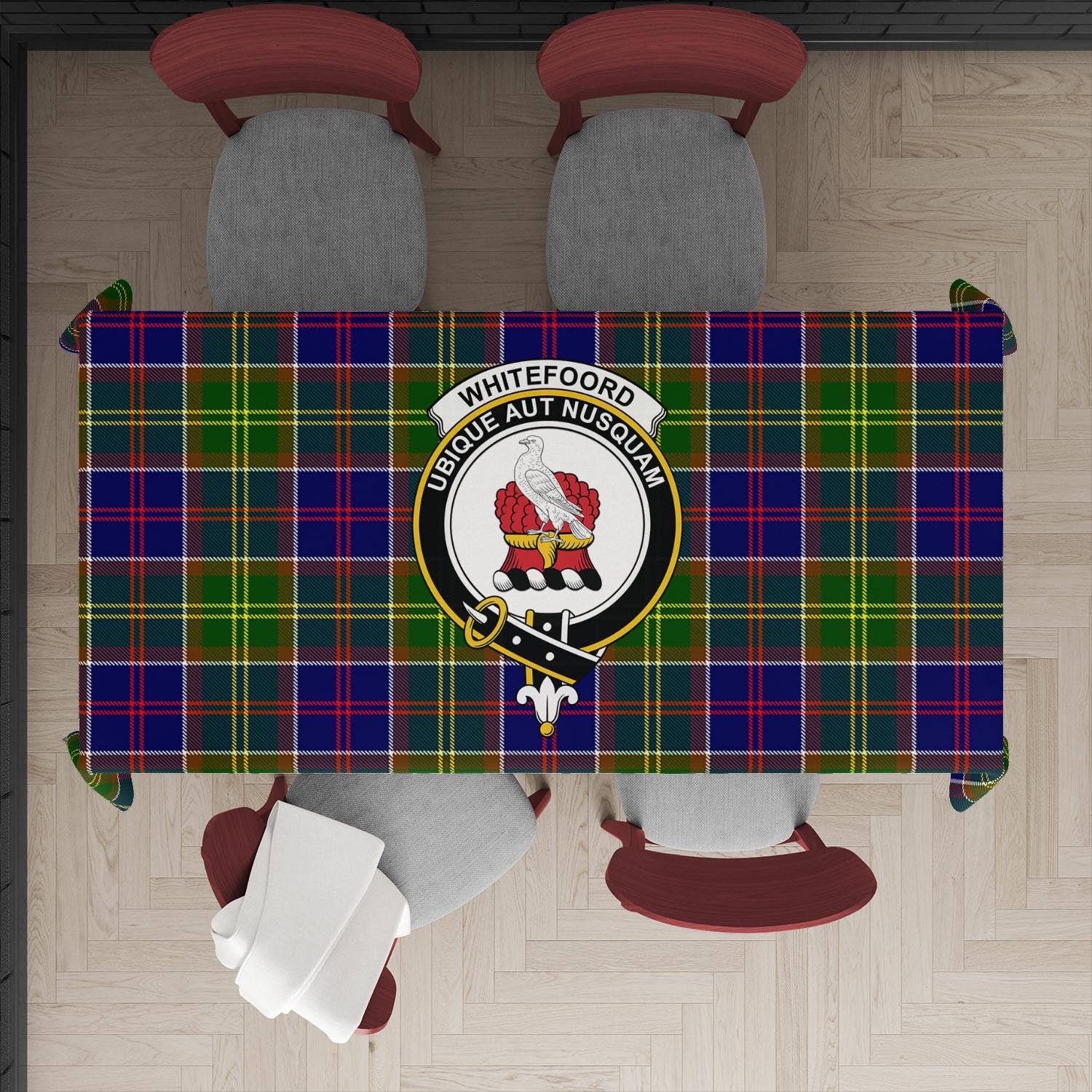 Whitefoord Tartan Tablecloth with Family Crest XL 57.1"x70.9"(145x180cm) - Tartan Vibes Clothing