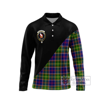 Whitefoord Tartan Long Sleeve Polo Shirt with Family Crest and Military Logo Style Unisex - Tartan Vibes Clothing