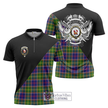 Whitefoord Tartan Zipper Polo Shirt with Family Crest and Military Logo Style Unisex - Tartan Vibes Clothing