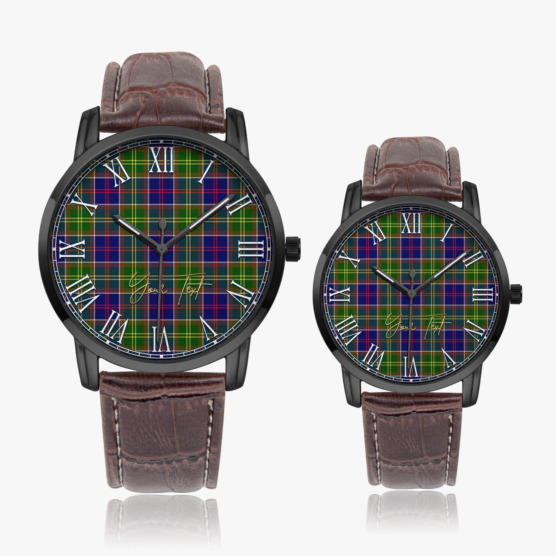 Whitefoord Tartan Personalized Your Text Leather Trap Quartz Watch - Tartan Vibes Clothing