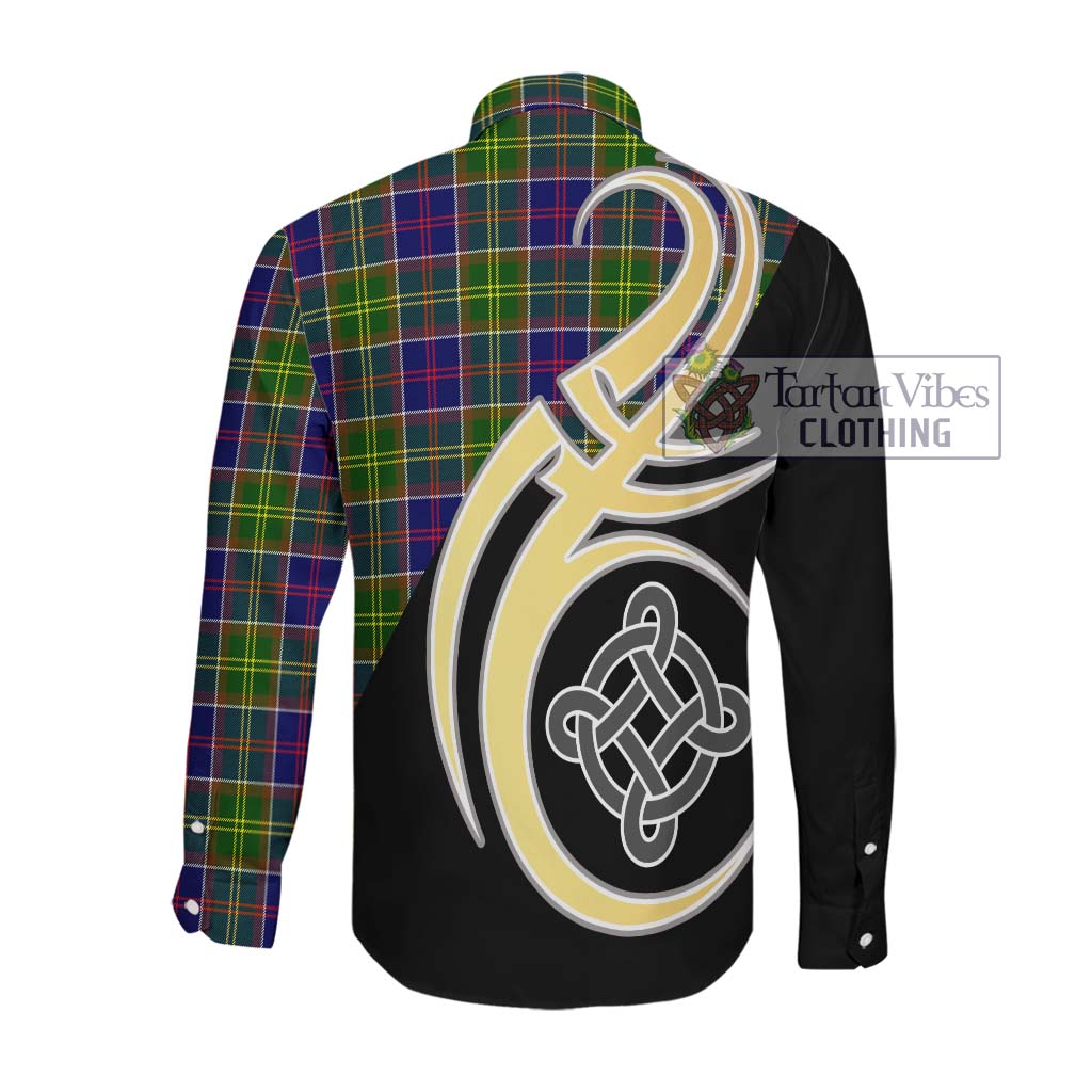 Whitefoord Tartan Long Sleeve Button Shirt with Family Crest and Celtic Symbol Style Men's Shirt - Tartan Vibes Clothing