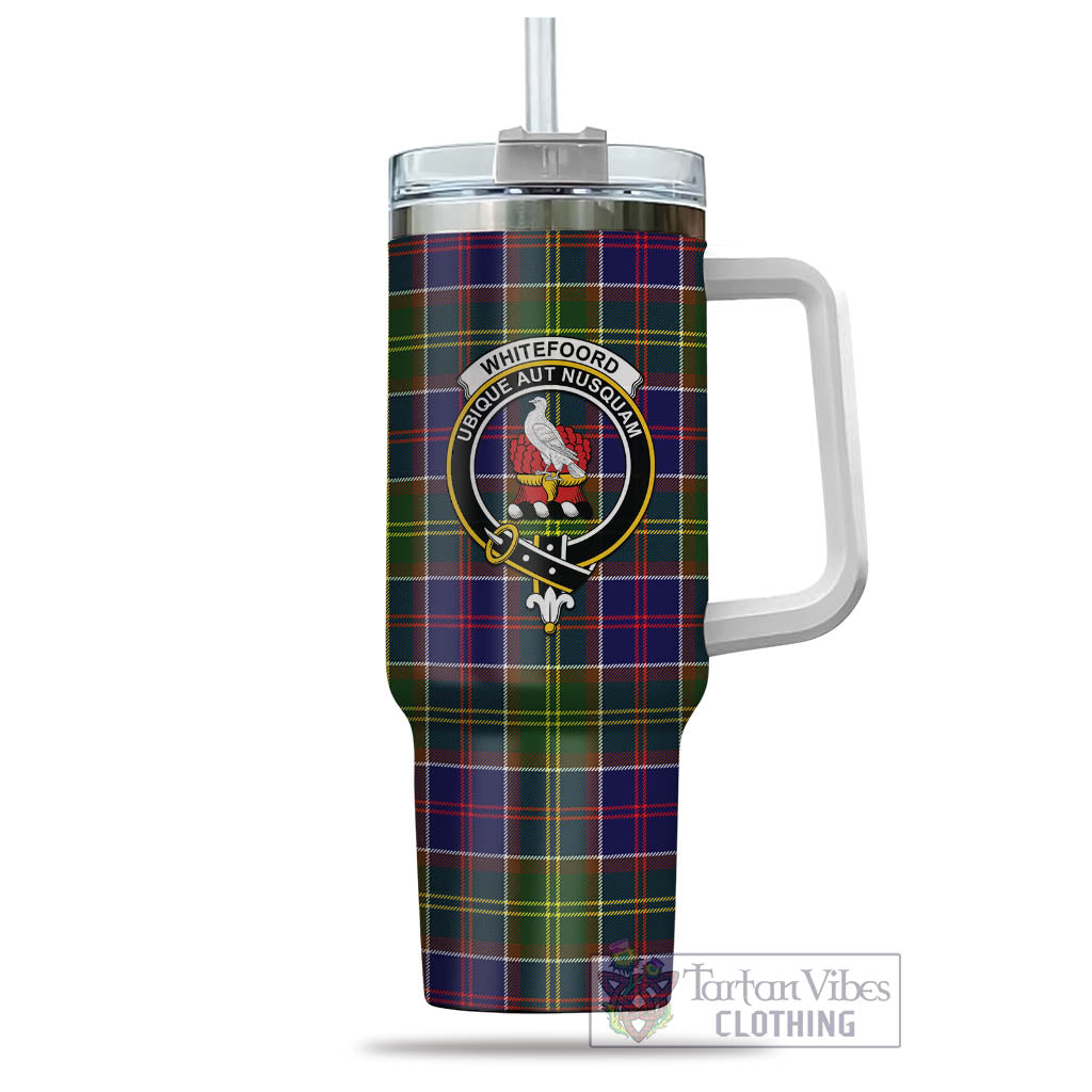 Whitefoord Tartan Tumbler with Handle with Family Crest - Tartan Vibes Clothing