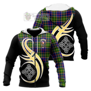 Whitefoord Tartan Knitted Hoodie with Family Crest and Celtic Symbol Style Unisex Knitted Zip Hoodie - Tartan Vibes Clothing