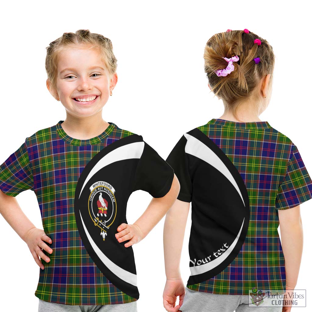Whitefoord Tartan Kid T-Shirt with Family Crest Circle Style - Tartan Vibes Clothing
