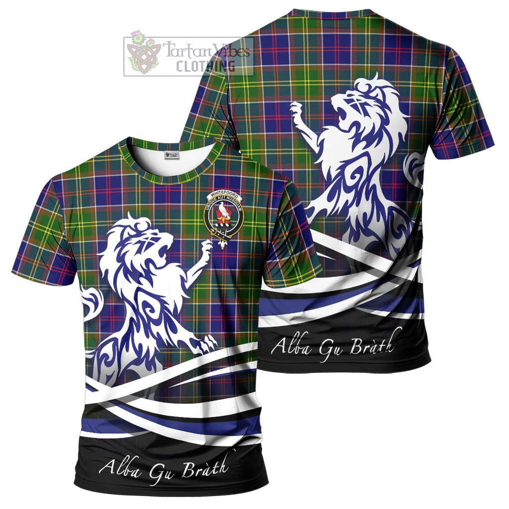 Whitefoord Tartan Cotton T-shirt with Alba Gu Brath Regal Lion Emblem Women's Shirt - Tartan Vibes Clothing