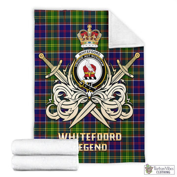 Whitefoord Tartan Blanket with Clan Crest and the Golden Sword of Courageous Legacy - Tartan Vibes Clothing
