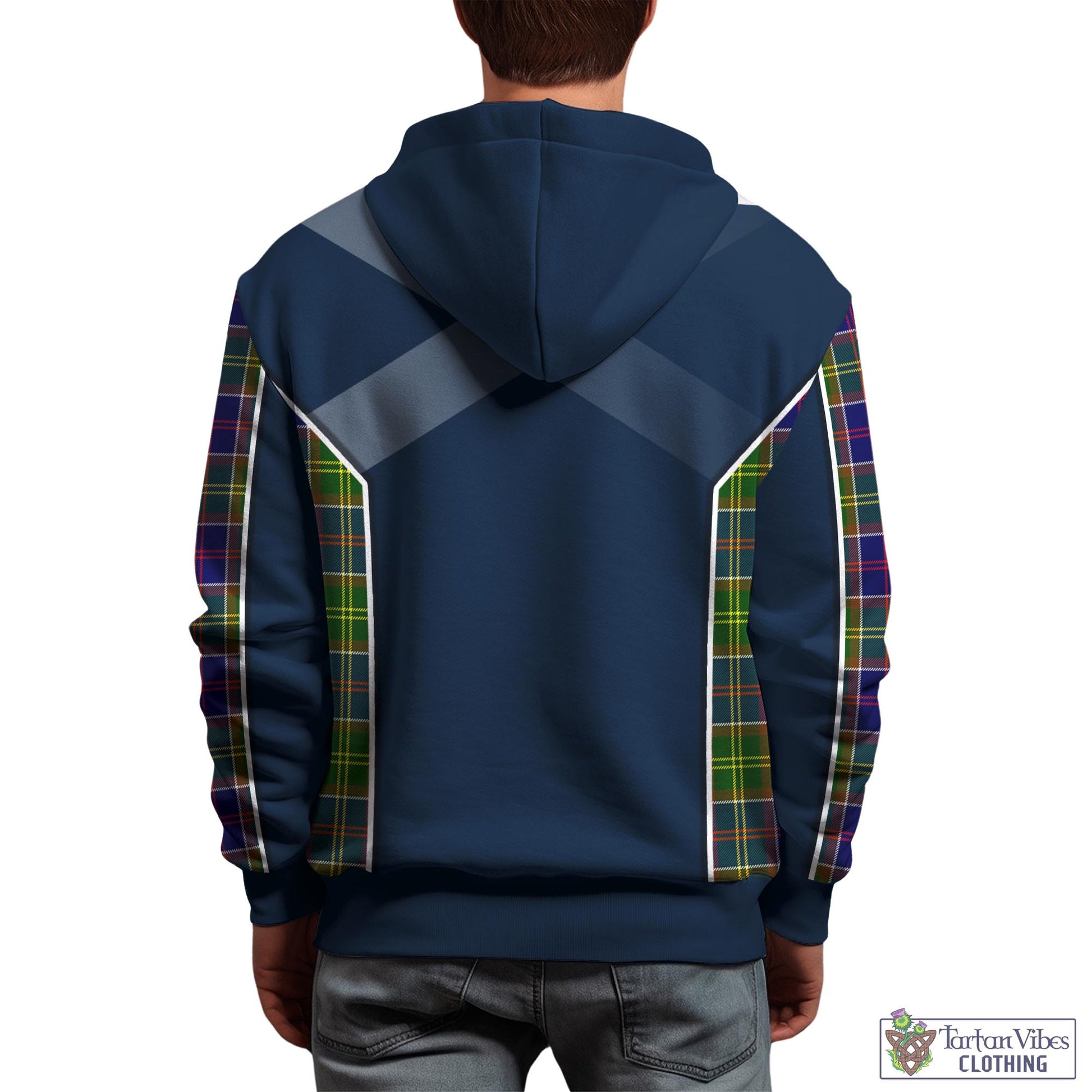 Tartan Vibes Clothing Whitefoord Modern Tartan Hoodie with Family Crest and Scottish Thistle Vibes Sport Style