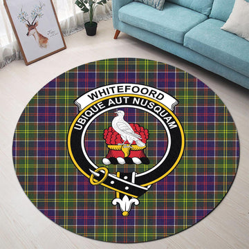 Whitefoord Tartan Round Rug with Family Crest - Tartan Vibes Clothing