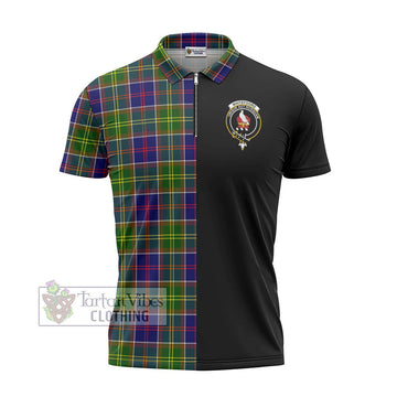 Whitefoord Tartan Zipper Polo Shirt with Family Crest and Half Of Me Style - Tartan Vibes Clothing