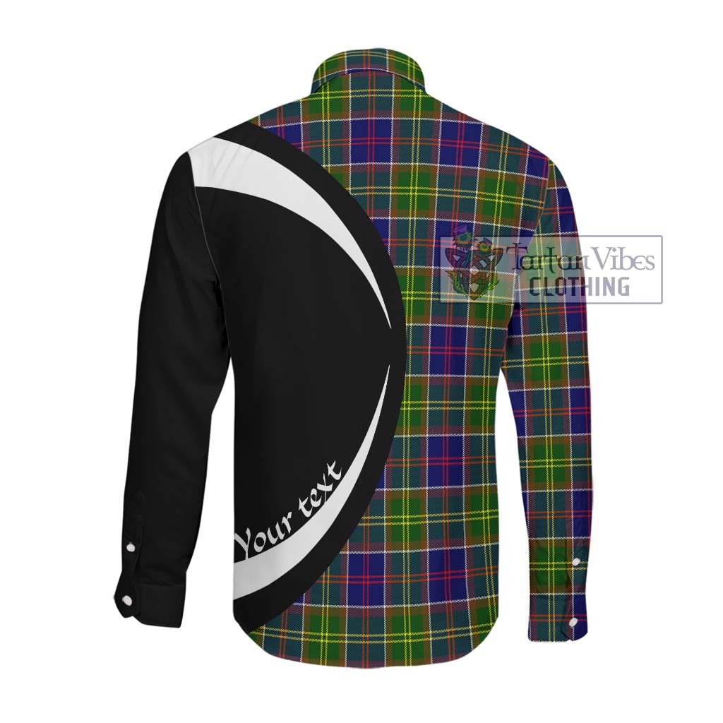 Whitefoord Tartan Long Sleeve Button Up with Family Crest Circle Style Men's Shirt - Tartan Vibes Clothing