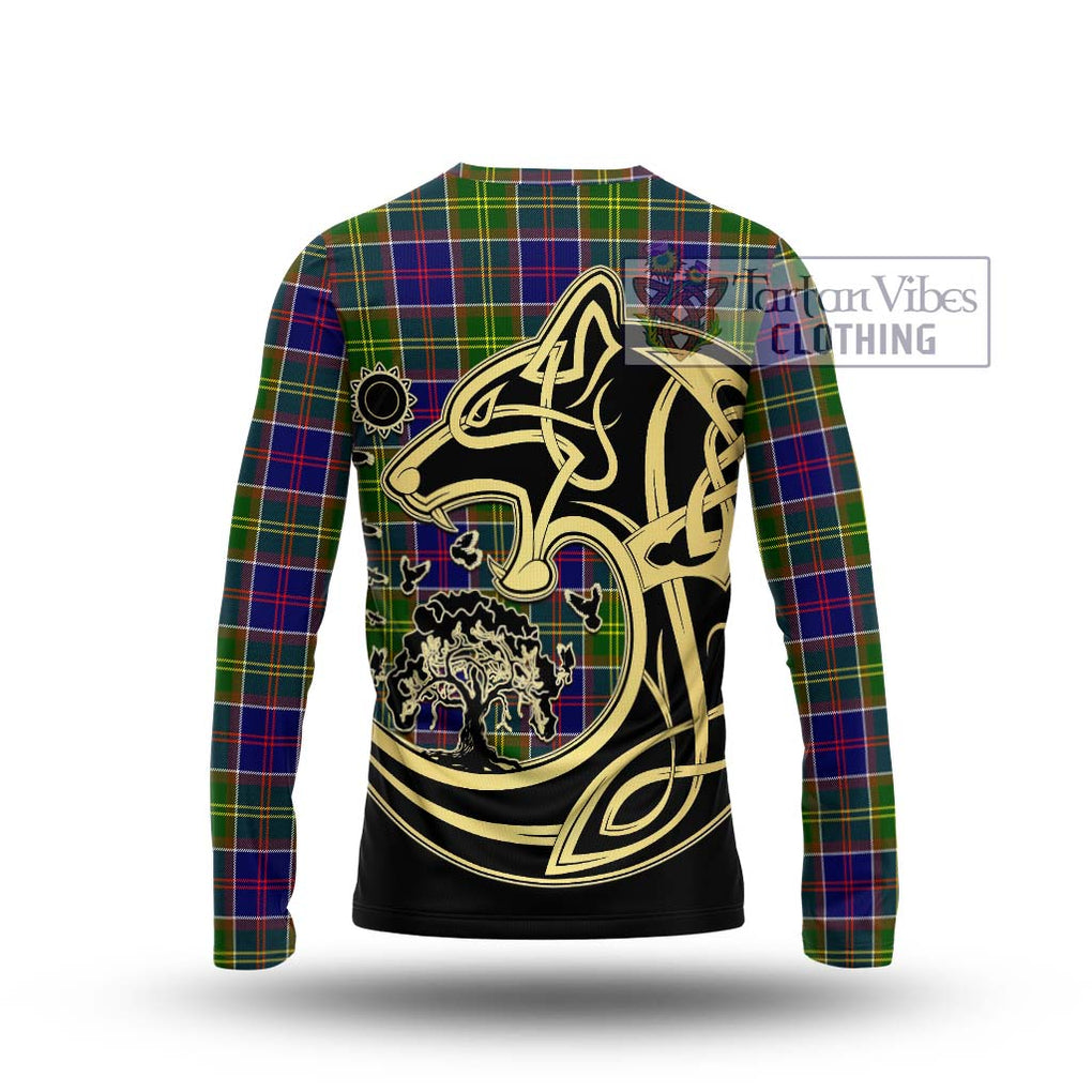 Whitefoord Tartan Long Sleeve T-Shirt with Family Crest Celtic Wolf Style - Tartan Vibes Clothing