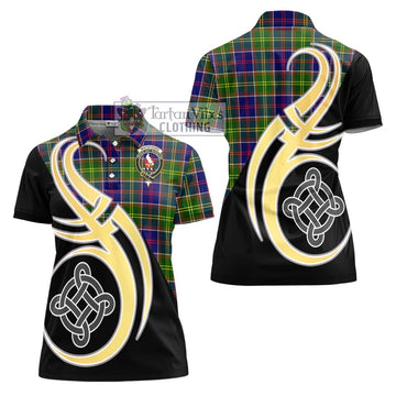 Whitefoord Tartan Women's Polo Shirt with Family Crest and Celtic Symbol Style - Tartan Vibes Clothing