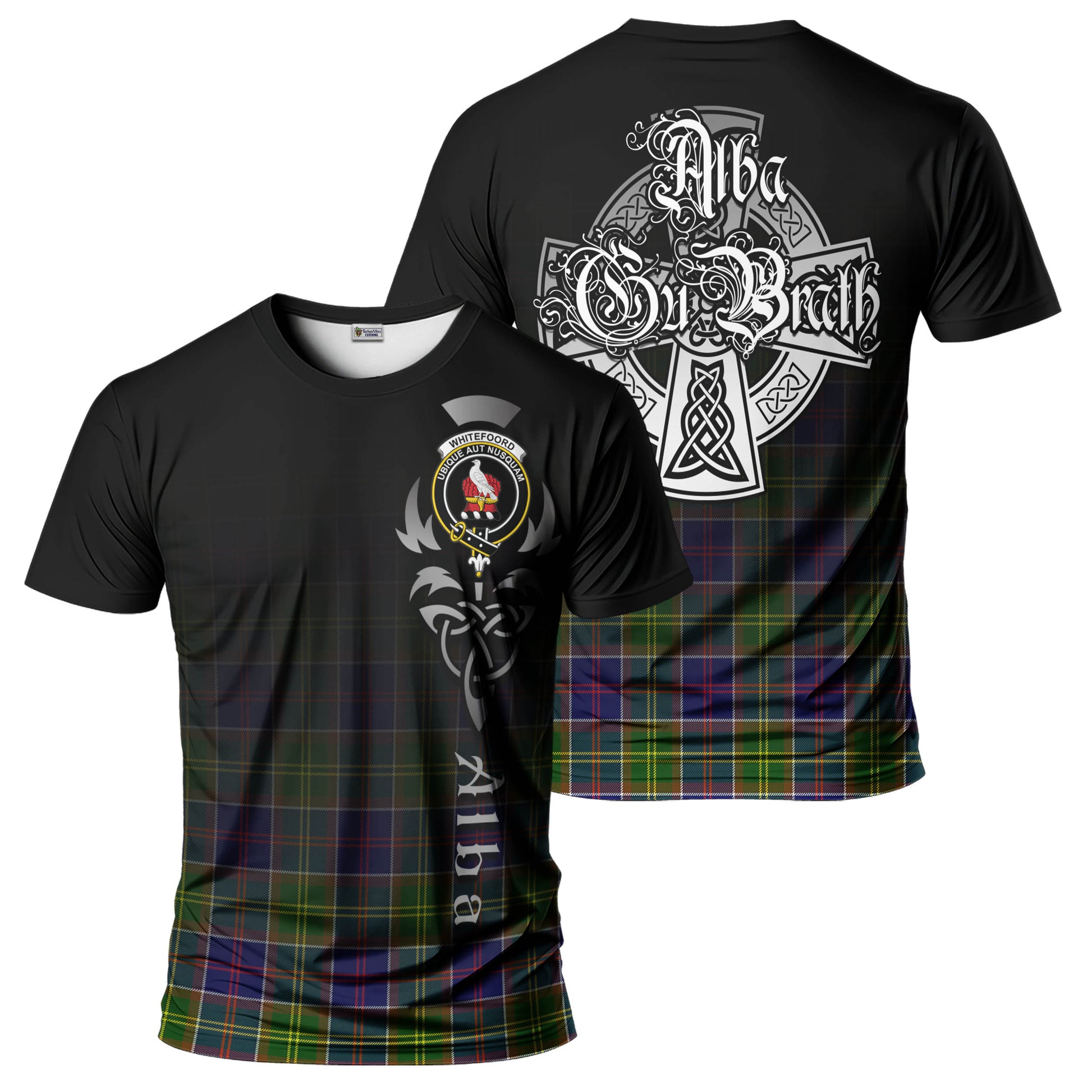 Whitefoord Tartan T-Shirt Featuring Alba Gu Brath Family Crest Celtic Inspired - Tartan Vibes Clothing