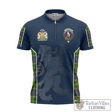 Whitefoord Modern Tartan Zipper Polo Shirt with Family Crest and Lion Rampant Vibes Sport Style