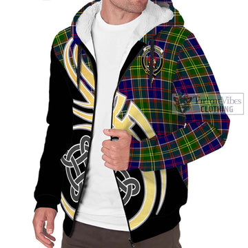 Whitefoord Tartan Sherpa Hoodie with Family Crest and Celtic Symbol Style - Tartan Vibes Clothing