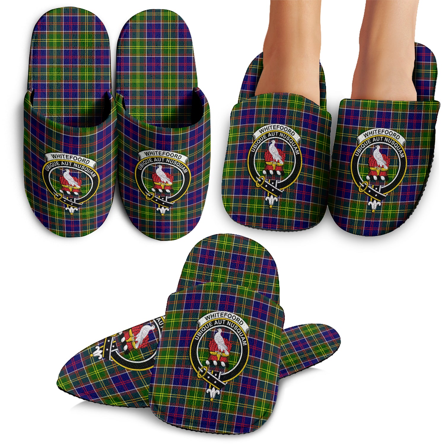 Whitefoord Tartan Home Slippers with Family Crest - Tartan Vibes Clothing