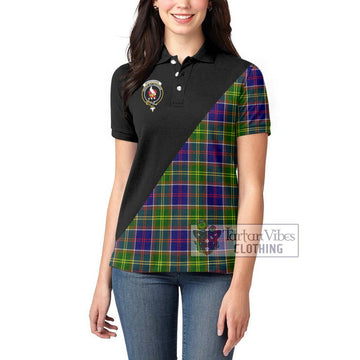 Whitefoord Tartan Women's Polo Shirt with Family Crest and Military Logo Style - Tartan Vibes Clothing