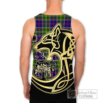 Whitefoord Tartan Men's Tank Top with Family Crest Celtic Wolf Style - Tartan Vibes Clothing