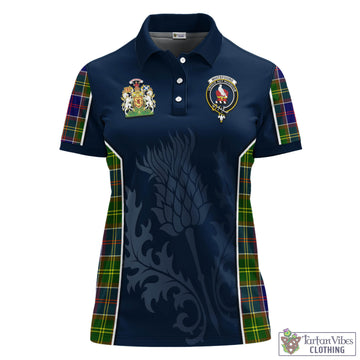 Whitefoord Modern Tartan Women's Polo Shirt with Family Crest and Scottish Thistle Vibes Sport Style