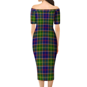 Whitefoord modern Tartan Off Shoulder Lady Dress - Tartanvibesclothing